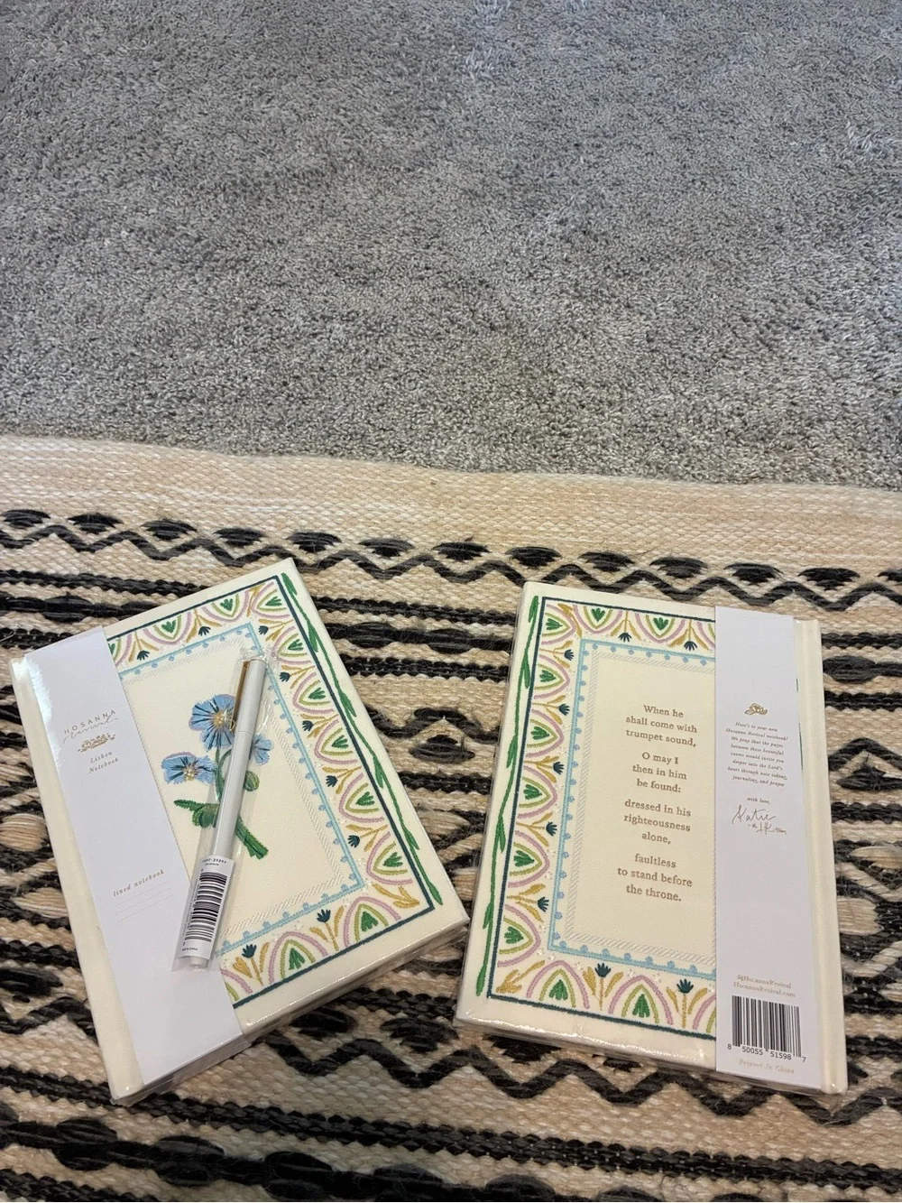 Hosanna Revival Lisbon Lined Notebook - Cream with Blue Floral. Free pen.